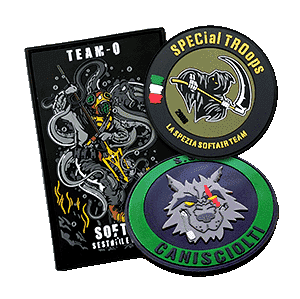 Patch in PVC 2D e 3D realizzate da Easypatch per squadre di Softair in diverse forme e misure
